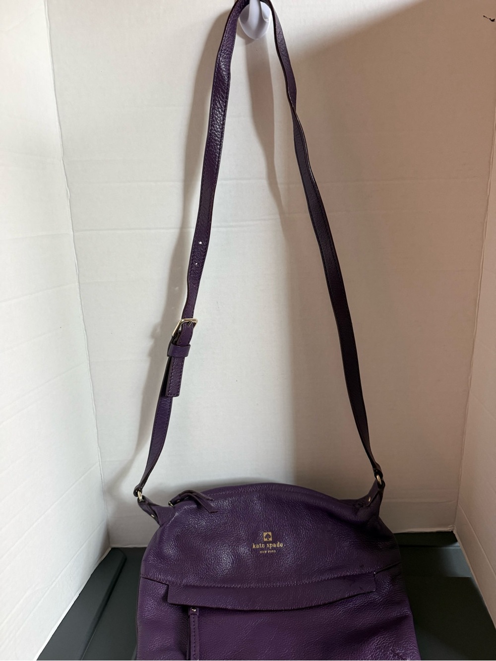 kate spade Deep Purple Pebbled Leather Crossbody Bag
